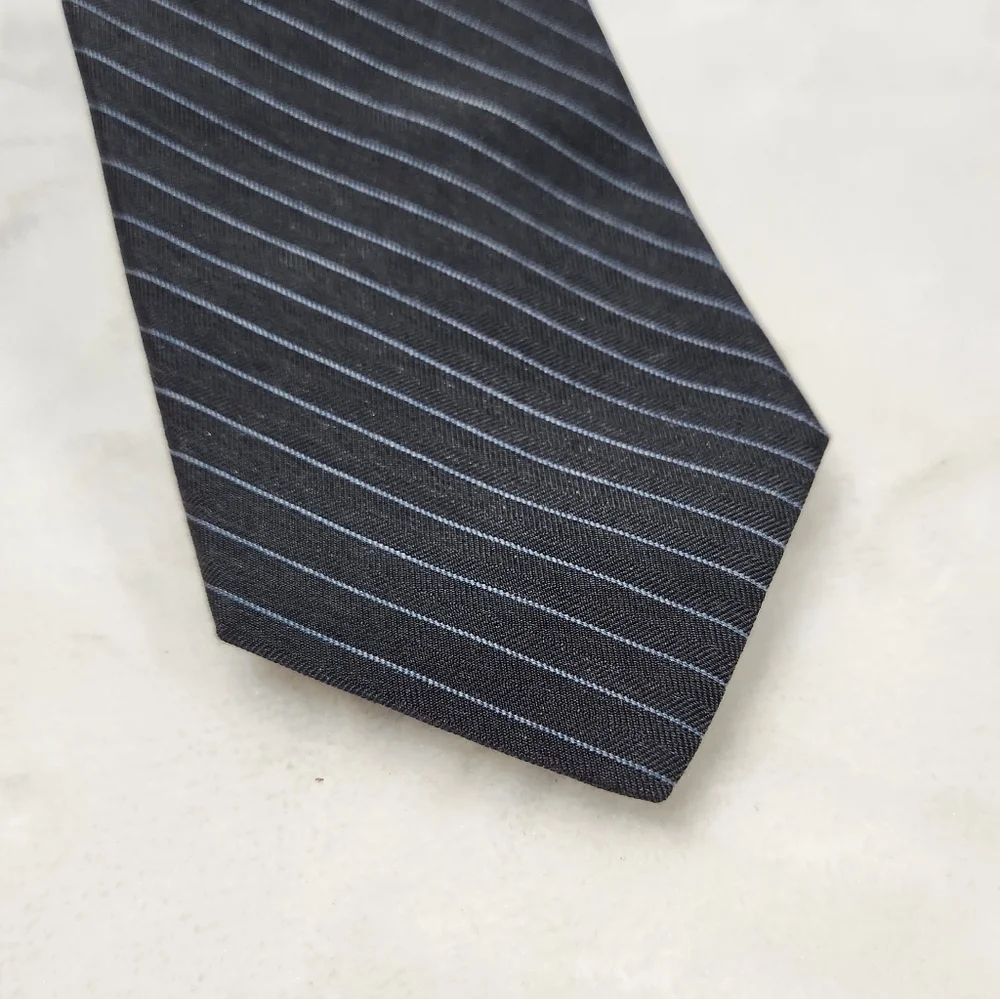 Michael Kors Silk Black With Blue Pinstripe Necktie Tie
